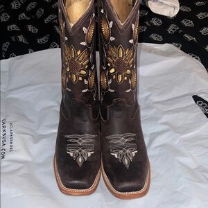 Laredo Dark Brown Sunflower Embroidered Boots